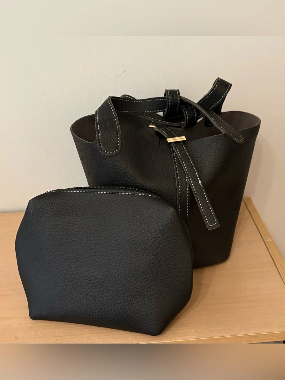 Black Casual Shoulder/Handbag Removable Straps w/ Inner Zip Bag Classic Style - Picture 4 of 6